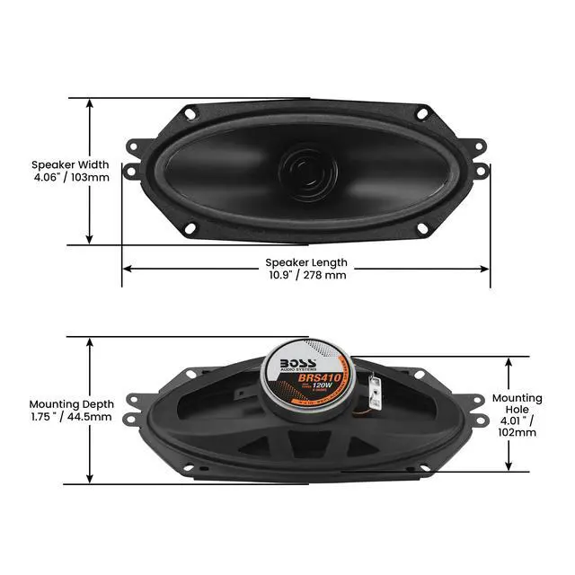 Alt view image 5 of 6 - BRS410 4 x 10 120 Watt Car Speaker, Sold Individually