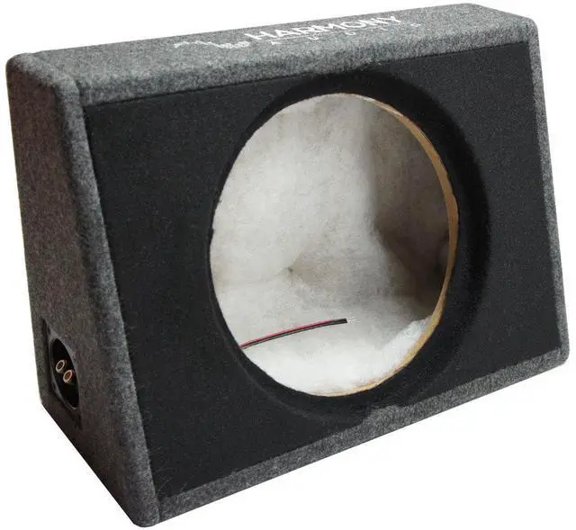 Main image of Empty 12" Inch Subwoofer Box Single Shallow Sealed Truck Sub Enclosure | slim behind-seat bass cabinet for pickups, unloaded woofer housing, low-profile design, quick amp hookup