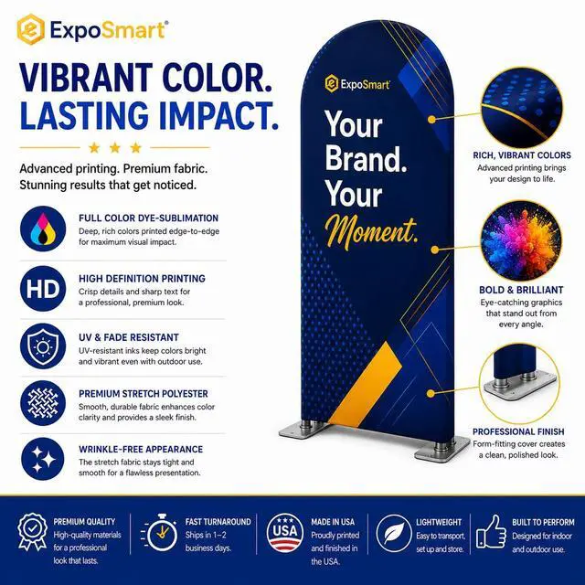 Alt view image 7 of 7 - Custom Arch Cover Backdrop Stretch Polyester Full Color Custom Banner Print for Metal and Wooden Frames (6.6ft)