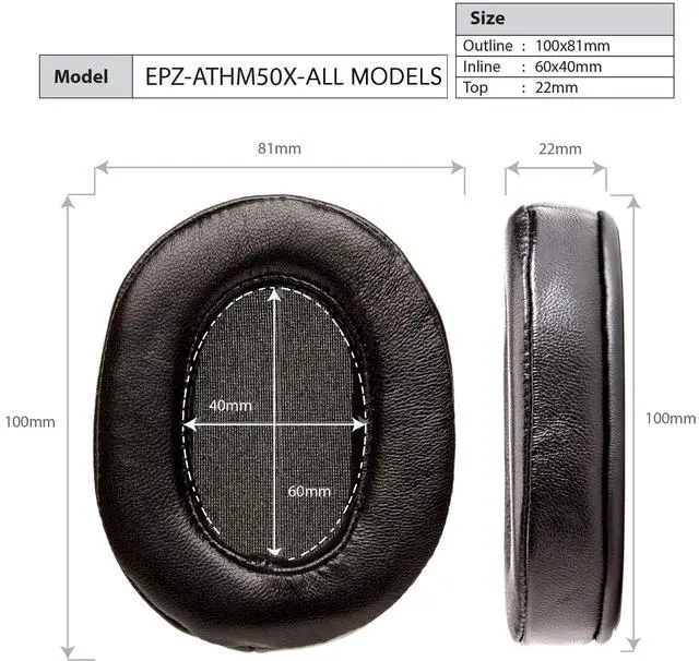 Alt view image 5 of 7 - Earpads for Audio Technica ATH-M50X Headphones (Platinum Leather)