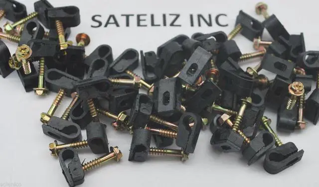 Main image of 1000 Single Black Flex Clips with 1" Screw RG6 Cable Wire GC12BLK