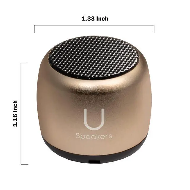 Alt view image 3 of 6 - U Speakers Micro Bluetooth Computer Speaker 2-Pack Bundle with Matching Speaker, Built-in Mic & Selfie Remote Control, for Workspace, Desktop, Laptop, Mobile, Tablet, PC - Gold