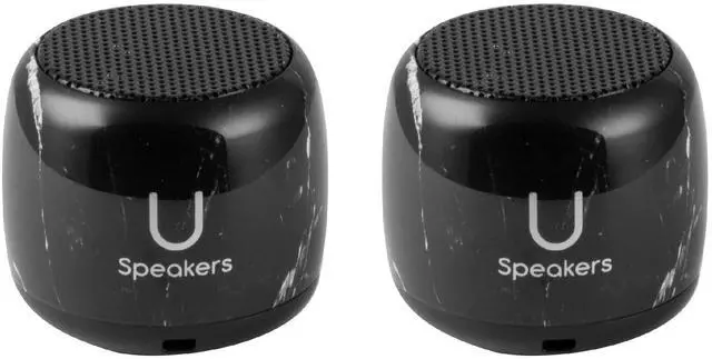 Main image of U Speakers Micro Bluetooth Computer Speaker 2-Pack Bundle with Matching Speaker, Built-in Mic & Selfie Remote Control, for Workspace, Desktop, Laptop, Mobile, Tablet, PC - Black Marble