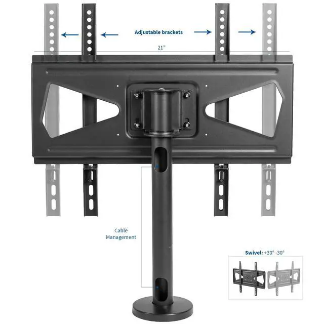 Alt view image 3 of 7 - Swivel Bolt-Down TV Stand for 32 to 55 inch Screens, Desktop VESA Mount, Sturdy Tabletop TV Display STAND-TV00M4