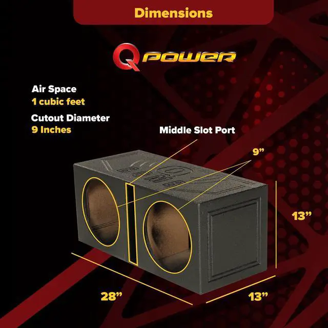Alt view image 3 of 7 - QBOMB10V Dual 10 Inch Vented Port Subwoofer Sub Box, 1 Cubic Foot per Sub, Tuning Frequency 40 hZ, with Bedliner Spray