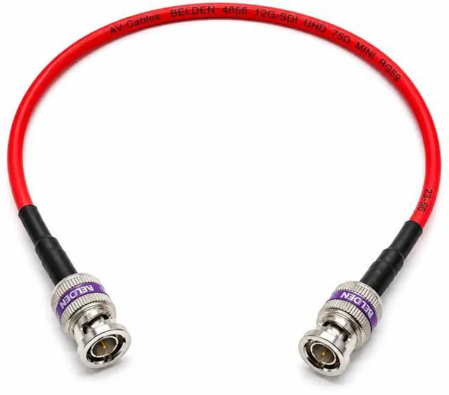 Alt view image 2 of 6 - 12G-SDI BNC to BNC Cable, 4855R,6ft, Red | Premium Mini RG59, 75 Ohm, Supports SD, HD, 3G, 6G & 12G-SDI