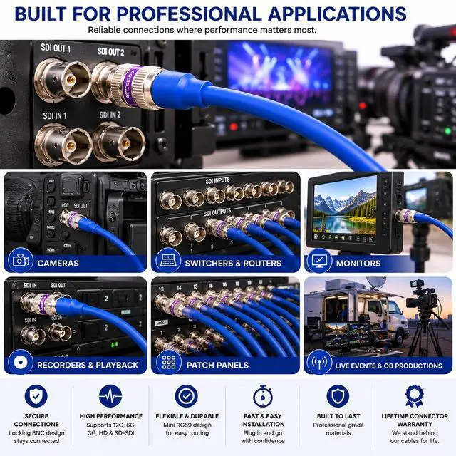 Alt view image 6 of 6 - 12G-SDI BNC to BNC Cable, 4855R,6ft, Red | Premium Mini RG59, 75 Ohm, Supports SD, HD, 3G, 6G & 12G-SDI