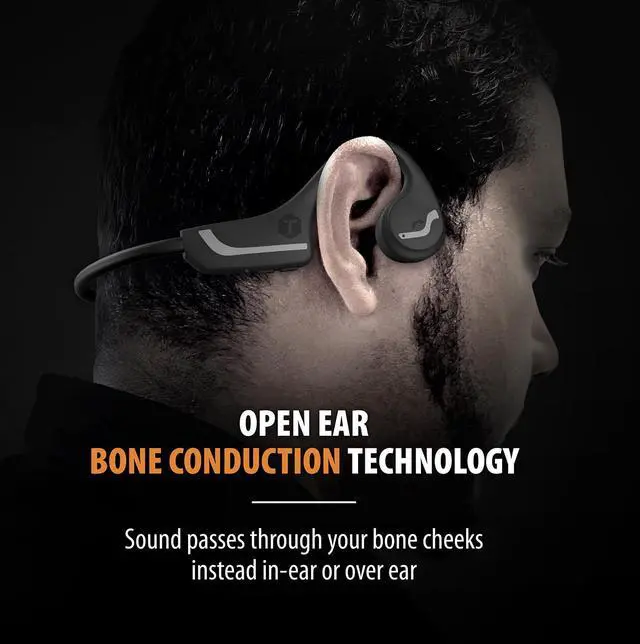 Alt view image 2 of 5 - Open Ear Bone Conduction Headphones, Bluetooth Mic IP55 | Open-ear design with 8H playtime and NRR 25dB noise control for sports and industrial use