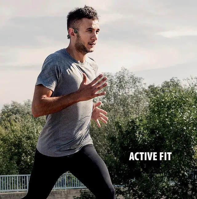 Alt view image 4 of 5 - Open Ear Bone Conduction Headphones, Bluetooth Mic IP55 | Open-ear design with 8H playtime and NRR 25dB noise control for sports and industrial use