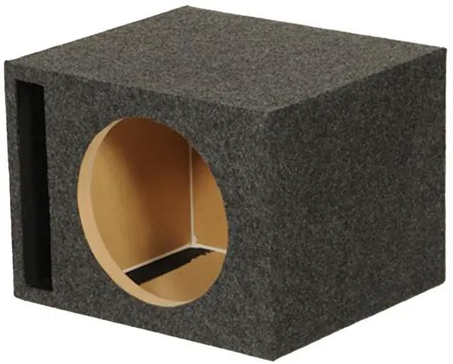 Alt view image 5 of 7 - Single 12-Inch Vented Heavy Duty Subwoofer Enclosure with 1-Inch Thick MDF Face and Gold Tipped Spring Loaded Terminal Charcoal Grey