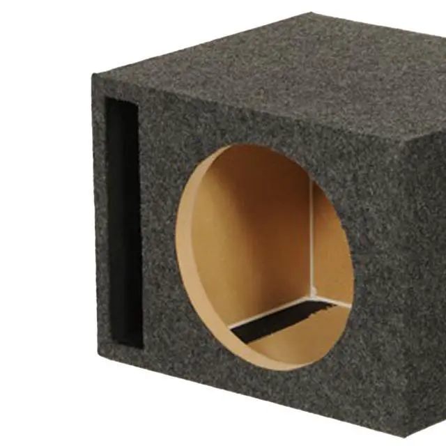 Alt view image 6 of 7 - Single 12-Inch Vented Heavy Duty Subwoofer Enclosure with 1-Inch Thick MDF Face and Gold Tipped Spring Loaded Terminal Charcoal Grey