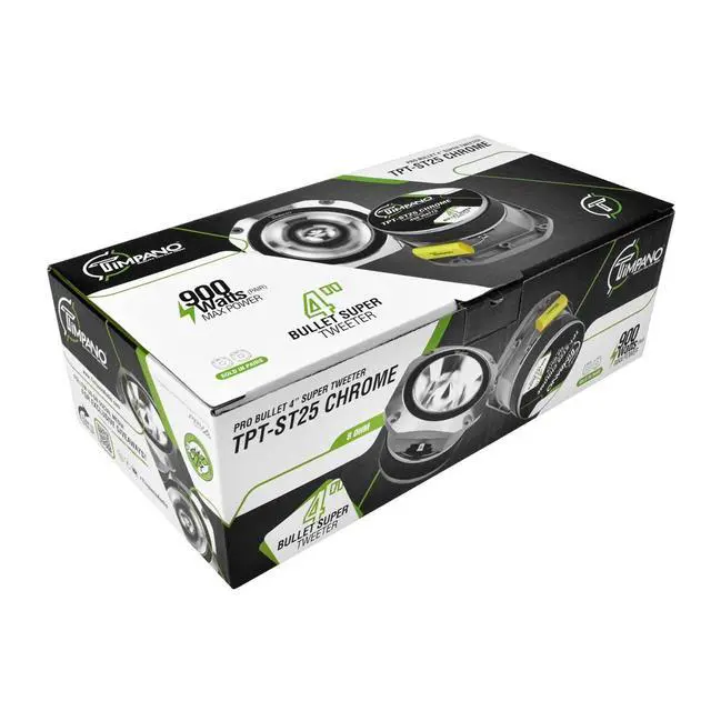 Alt view image 7 of 7 - Super Tweeter 4 Inch TPT-ST25 Chrome, 8 Ohm, 900 Watts Max, 107 dB, 1.5 in Voice Coil, HIgh Sensitivity, Slim Profile Bullet Tweeters Speakers for Pro Audio (Pair)