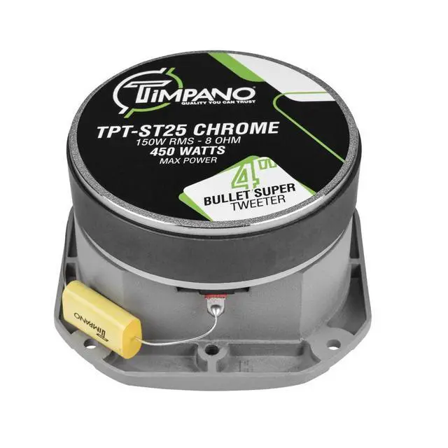 Alt view image 5 of 7 - Super Tweeter 4 Inch TPT-ST25 Chrome, 8 Ohm, 900 Watts Max, 107 dB, 1.5 in Voice Coil, HIgh Sensitivity, Slim Profile Bullet Tweeters Speakers for Pro Audio (Pair)