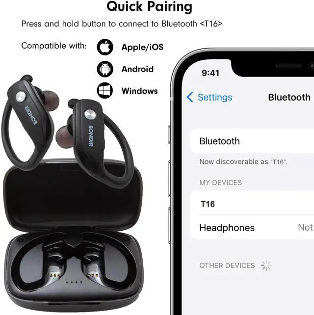 Alt view image 4 of 4 - True Wireless Bluetooth Earphones (Black)