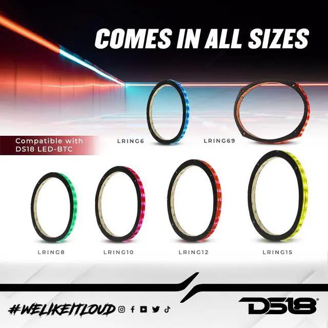 Alt view image 4 of 7 - LRING15 15 RGB LED Speaker Ring Waterproof Multi-Color LED Light Ring for Car Audio Speakers & Subwoofers, Marine Grade, Easy Install Spacer Mount / Single
