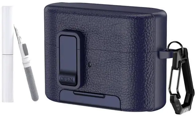 Main image of for Sony WF-1000XM6 Case Cover,Compatible with Sony WF-1000XM6,TPU+Stylish Leather Protective Case Cover with Carabiner and Cleaning Kit,Phone Stand and Safety Lock Function (Dark Blue)