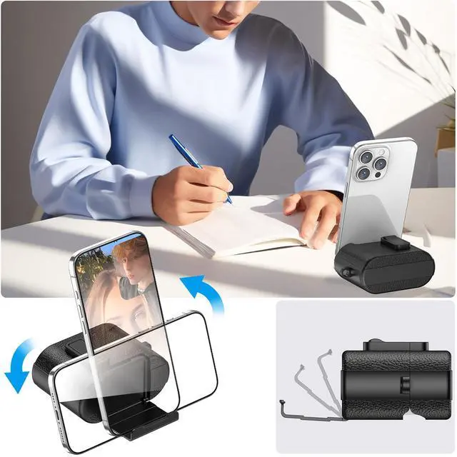Alt view image 4 of 7 - for Sony WF-1000XM6 Case Cover,Compatible with Sony WF-1000XM6,TPU+Stylish Leather Protective Case Cover with Carabiner and Cleaning Kit,Phone Stand and Safety Lock Function (Dark Blue)