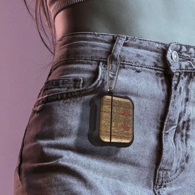Alt view image 6 of 7 - Walnut Solid Wood for AirPods 4 Case (2024) (USB-C), Vegvisir Protection | AirPods 4th Generation Case with Quick Released Keychain, Soft Shockproof TPU Cover, Art Painting Hand-Drawn Style