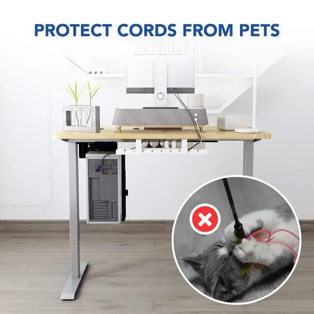 Alt view image 7 of 7 - Under Desk Cable Management Tray, Metal Raceway Wires Cable Tidy Organizer Office and Home Cable Tray Use for Standing Desk (White)