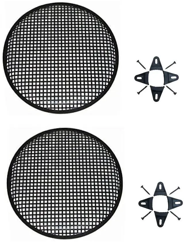 Main image of Pair of 15 Inch 15" Universal Metal Car Audio Speaker SubWoofer Waffle Grill Protector Cover with Clips and Screws