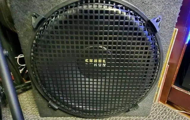 Alt view image 5 of 5 - Pair of 15 Inch 15" Universal Metal Car Audio Speaker SubWoofer Waffle Grill Protector Cover with Clips and Screws