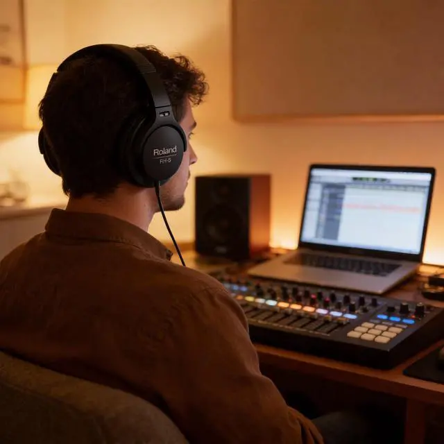 Alt view image 6 of 7 - RH-5 Monitor Headphones Bundle with Case, Stand, and Austin Bazaar Polishing Cloth