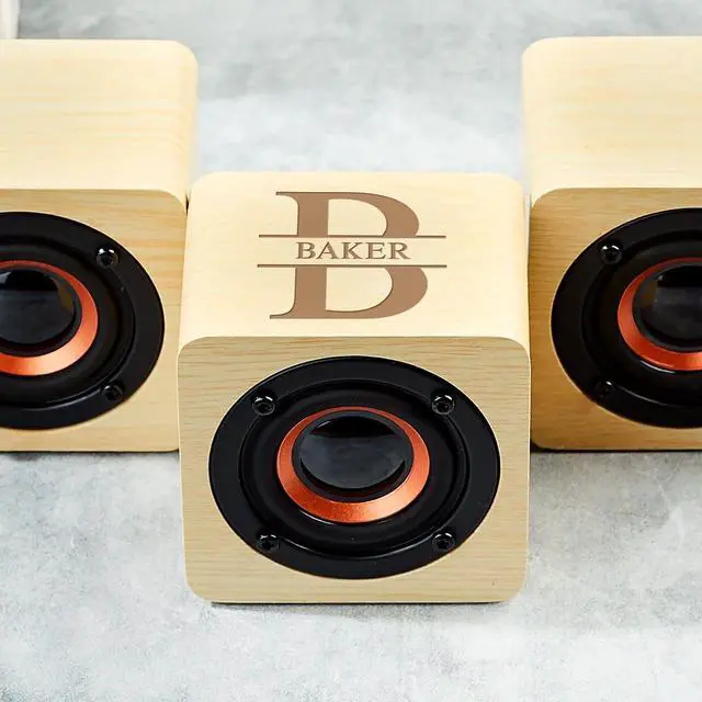 Main image of Engraved Bamboo Mini Bluetooth Speaker for Groomsmen and Best Man Small Portable Bluetooth Speaker