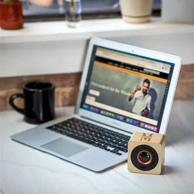 Alt view image 4 of 6 - Engraved Bamboo Mini Bluetooth Speaker for Groomsmen and Best Man Small Portable Bluetooth Speaker