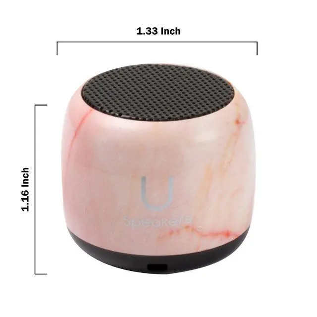 Alt view image 3 of 6 - U Speakers Micro Bluetooth Computer Speaker 2-Pack Bundle with Matching Speaker, Built-in Mic & Selfie Remote Control, for Workspace, Desktop, Laptop, Mobile, Tablet, PC - Pink Marble