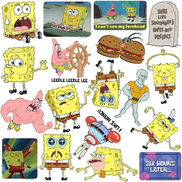 Alt view image 4 of 6 - Spongebob Meme 150ct Vinyl L Deluxe Stickers, Skateboard, Indoor/Outdoor