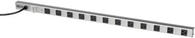 Main image of 12 Outlet Power Strip with Surge Protection, 15ft. Cord, Metal, 36 in. length, Life Limited Manufacturer's (SS3612),Gray