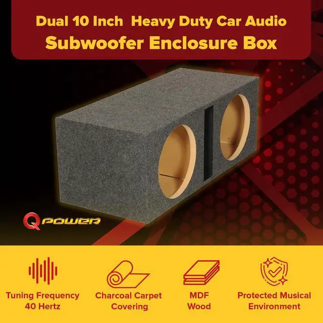 Alt view image 2 of 7 - 10 Inch Dual Car Audio Subwoofer Enclosure Box, Shared Slot Port Vent, QBASS, Charcoal Automotive Accessories and Equipment