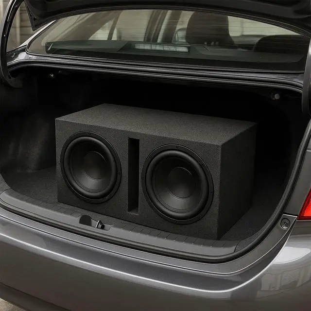 Alt view image 4 of 7 - 10 Inch Dual Car Audio Subwoofer Enclosure Box, Shared Slot Port Vent, QBASS, Charcoal Automotive Accessories and Equipment