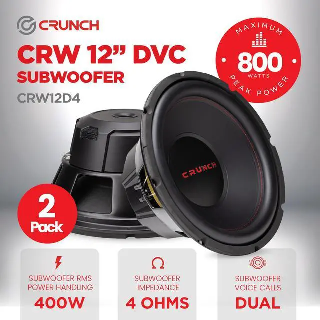 Alt view image 2 of 7 - 12 Inch 800 Watt RMS Dual Voice Coil Car Audio Subwoofer, 2-Pack | 4 Ohm Car Subwoofers with Spade Terminals for Sealed or Vented Enclosures, Deep Bass for Car and Truck Stereo