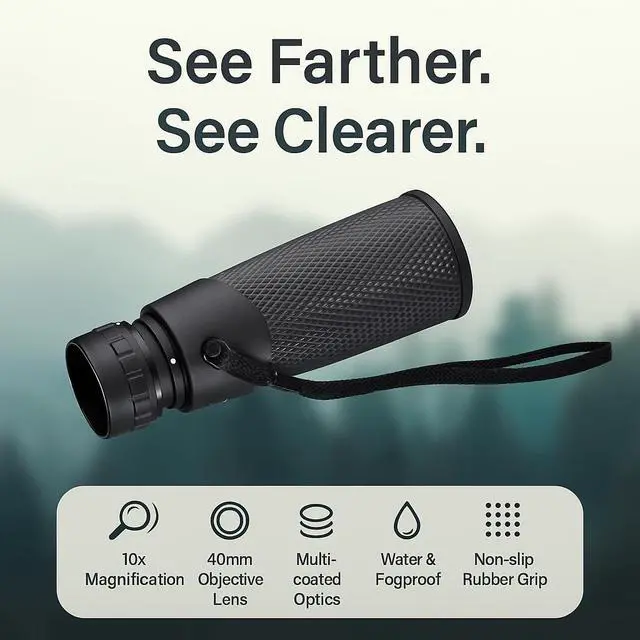 Alt view image 2 of 7 - Blackhawk Waterproof Monocular Compact, Fogproof, Multi-Coated Optics, Slip-Resistant Grip for Birding, Hiking, Sports, Concerts & Outdoor Use