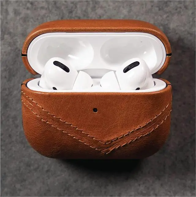 Alt view image 3 of 5 - Premium Leather Case Compatible with Apple AirPods 3, Wireless Charging, Two-Piece Design (Sienna)