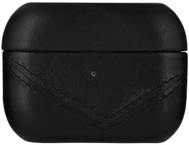Main image of Premium Leather Case Compatible with Apple AirPods 3, Wireless Charging, Two-Piece Design (Black)