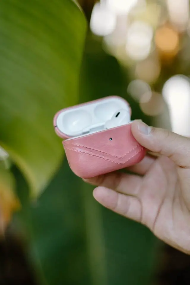 Alt view image 2 of 4 - Premium Leather Case Compatible with Apple AirPods 3, Wireless Charging, Two-Piece Design (South Beach Edition)