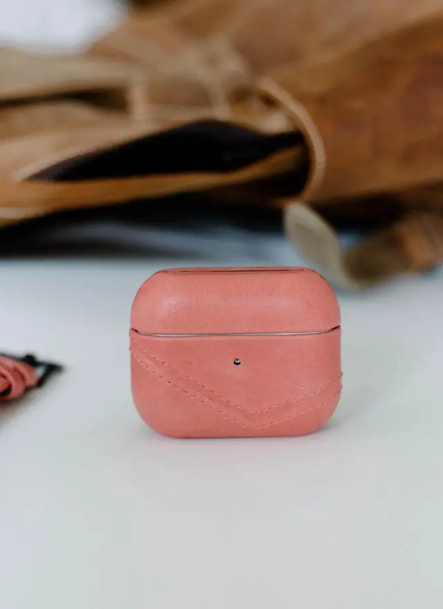 Alt view image 4 of 4 - Premium Leather Case Compatible with Apple AirPods 3, Wireless Charging, Two-Piece Design (South Beach Edition)