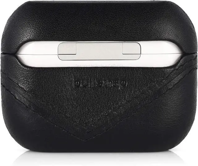 Alt view image 2 of 5 - Premium Leather Case Compatible with Apple AirPods 3, Wireless Charging, Two-Piece Design (Black)