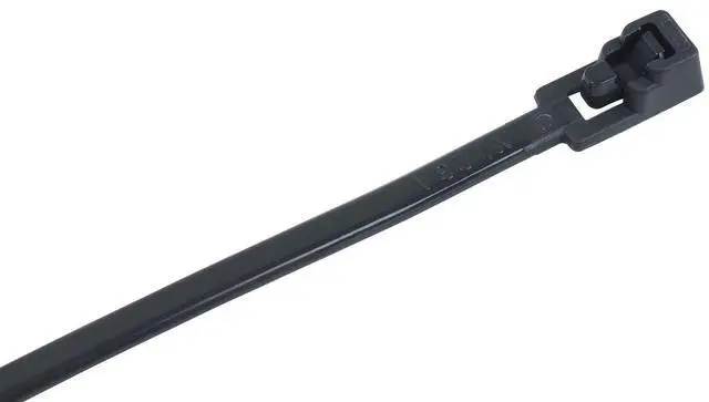 Main image of 47-111UVB Releasable Cable Tie, 12 Inch., 50 lbs. Tensile Strength, Wire / Cord Management Industrial and Household Use, Nylon Zip Tie, 10 Pk., UV Resistant Black