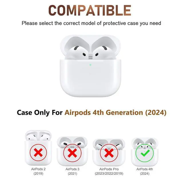 Alt view image 2 of 7 - for Airpod 4 Case Cute with Shell Pearl Keychain Luxury Leopard Hard TPU Protective Cover Compatible with AirPods 4th Generation Case 2024 for Girls Women (Turquoise Blue)