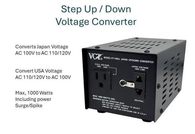 Alt view image 3 of 5 - VT-1000J - Japanese Step Up/Down Voltage Transformer Converts Japan 100 Volts To 120Volts OR Vice Versa -1000 Watt,black