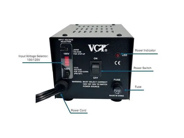 Alt view image 4 of 5 - VT-1000J - Japanese Step Up/Down Voltage Transformer Converts Japan 100 Volts To 120Volts OR Vice Versa -1000 Watt,black