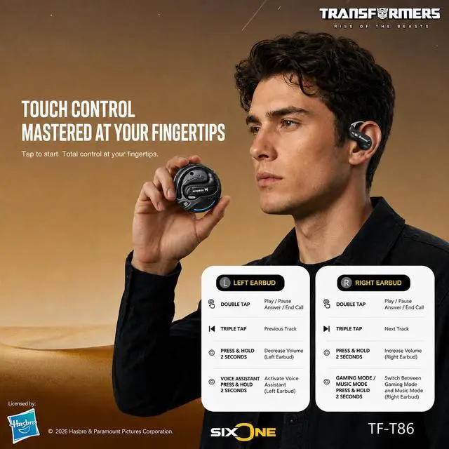 Alt view image 5 of 7 - Flux T86 Ear-Hook Bluetooth Wireless Earbuds, Heavy-Duty Zinc Alloy Armor Charging Case, 14.2mm Hi-Fi Drivers, Built-in Mic, Game & Music Modes, Sports Earphones (Scourge Black)