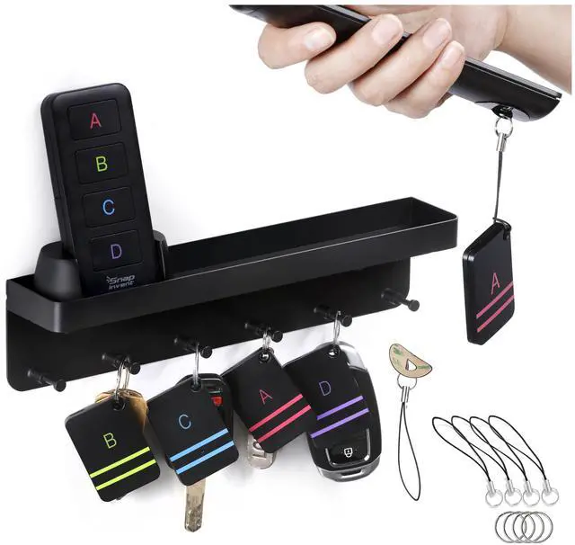 Main image of Key Finder Trackers & Retriever with Metal Key Hooks - Beeper Tag Locators to Find TV Remote Control Fast- Keychain Tracker Tags - Tracking Items, Keys, Purse, Wallet, to Locate Them Quickly
