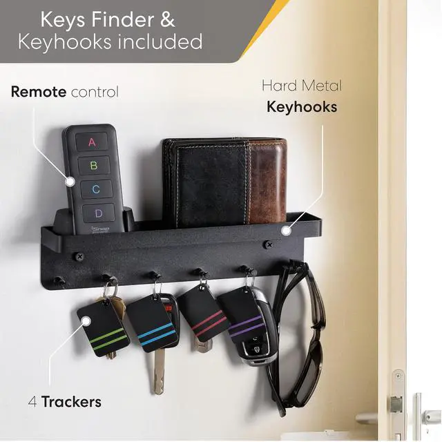 Alt view image 2 of 7 - Key Finder Trackers & Retriever with Metal Key Hooks - Beeper Tag Locators to Find TV Remote Control Fast- Keychain Tracker Tags - Tracking Items, Keys, Purse, Wallet, to Locate Them Quickly