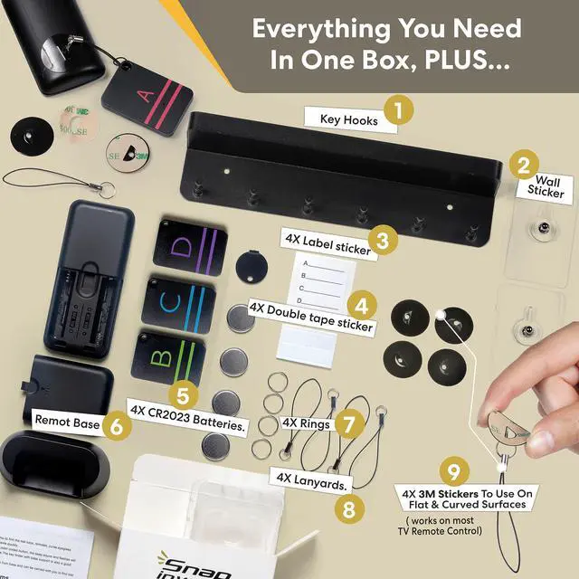 Alt view image 3 of 7 - Key Finder Trackers & Retriever with Metal Key Hooks - Beeper Tag Locators to Find TV Remote Control Fast- Keychain Tracker Tags - Tracking Items, Keys, Purse, Wallet, to Locate Them Quickly