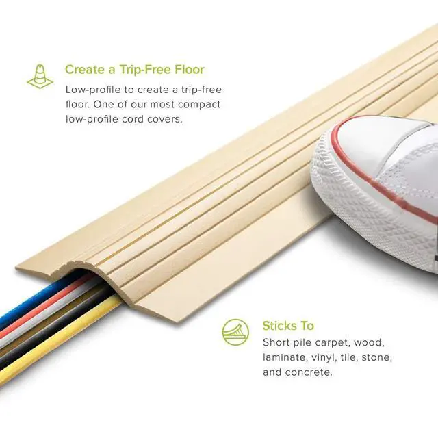 Alt view image 2 of 4 - 10FT Cable Blanket Low Profile Cord Cover and Protector, Beige