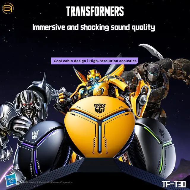 Alt view image 7 of 7 - TF-T30 Bluetooth TWS Wireless Earbuds with Energy Core Design Passive Noise Cancelling Semi-in-Ear Cool HiFi HD Calling Music Game Modes Low Latency Sports Earphones (Black Megatron)